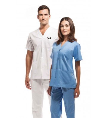 CASACA SANITARIA ABIERTA UNISEX CUELLO PICO